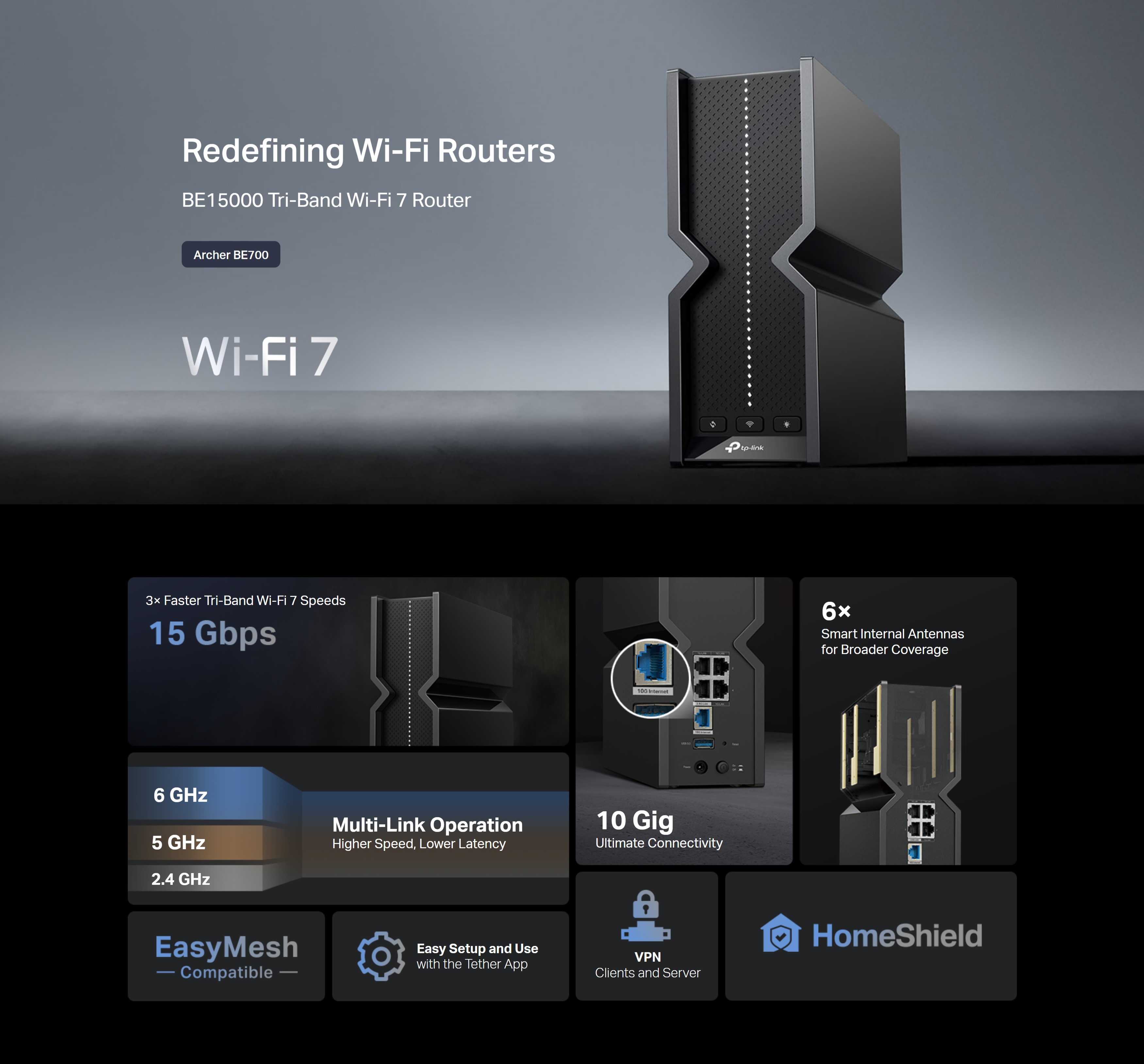 TP-Link Archer BE700 - BE15000 Tri-Band Wi-Fi 7 Router | PLE Computers